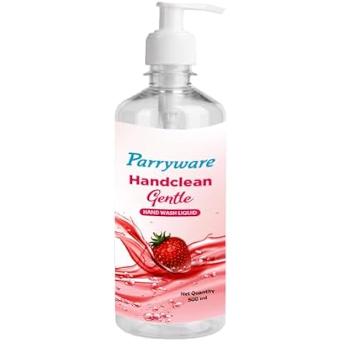 Parryware HANDCLEAN GENTLE HANDWASH LIQUID WITH STRAWBERRY EXTRACT 500 ML PACK WITH PUMP BOTTLE | SAFE ON SKIN | REMOVES TOUGH STAINS - Image 1
